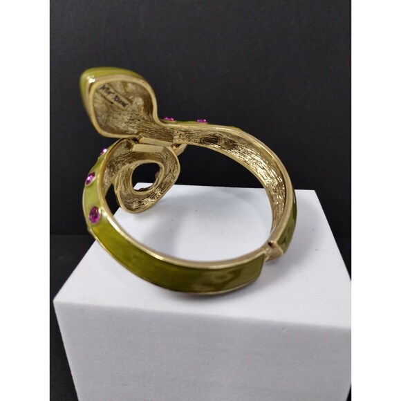 Betsey Johnson Snake Bangle Bracelet Jungle Book Green & Pink Coil Wrap Serpent - Picture 6 of 9